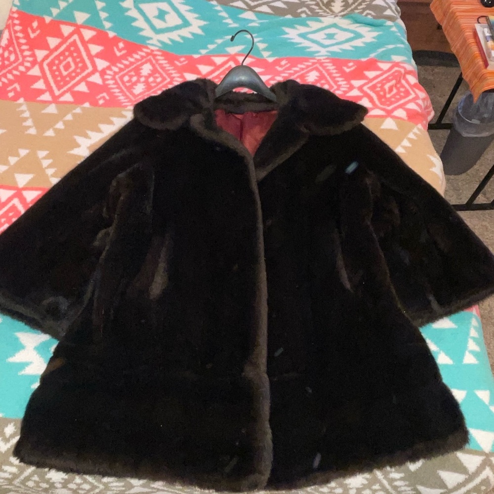 Elegant Black Faux Fur Coat